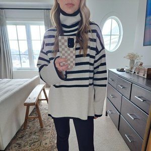 Oak + Fort Striped Turtleneck Sweater